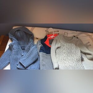 Blue and Cream Knit Sweaters